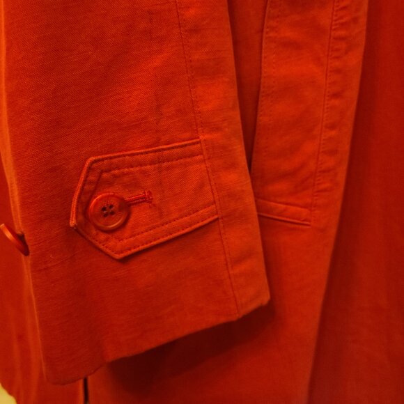 BURBERRY OF LONDON VTG FADED RED TRENCHCOAT WITH PLAID AND DETACHABLE HOOD - Picture 12 of 16